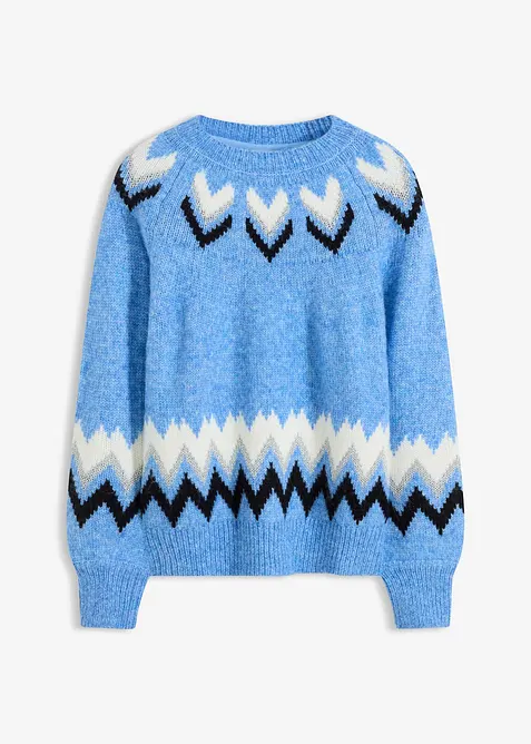 Svetr s norským vzorem se třpytivými proužky, bonprix