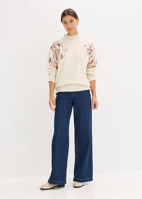 Oversized svetr s pajetkami, bonprix