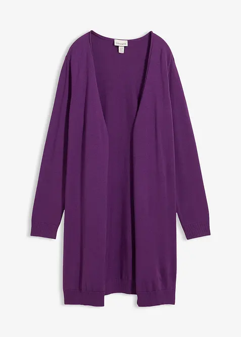 Dlouhý pletený kabátek se srolovanými okraji, bonprix