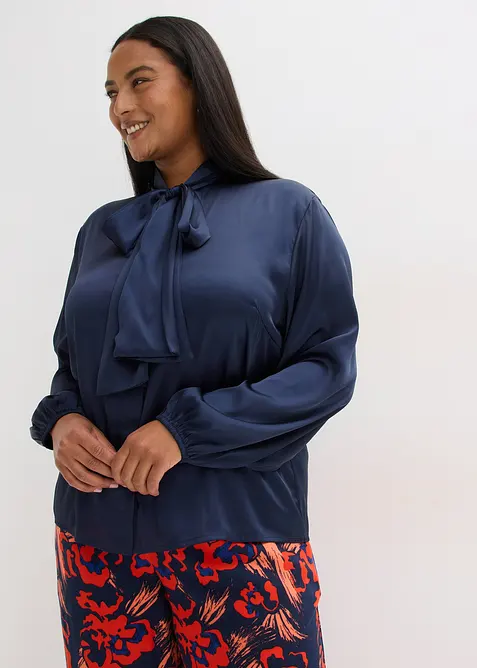 Halenka s vazačkou, ze splývavého saténu, bonprix