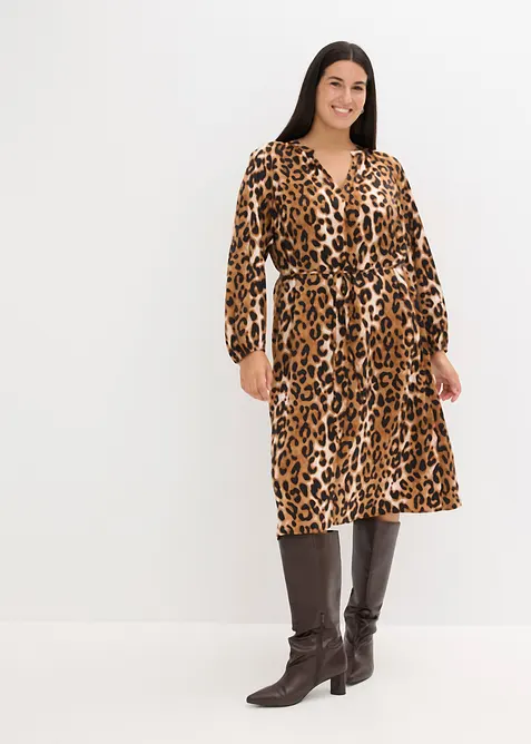 Midi šaty ze splývavého saténu, bonprix