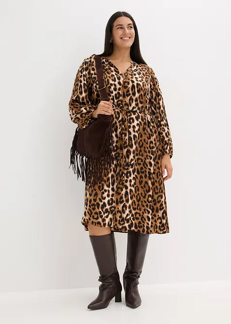 Midi šaty ze splývavého saténu, bonprix