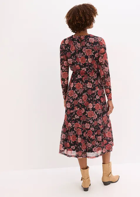 Midi šaty z měkké síťoviny, bonprix