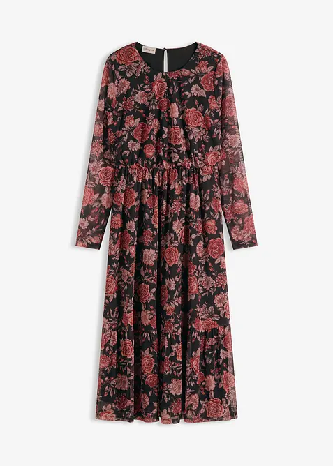 Midi šaty z měkké síťoviny, bonprix