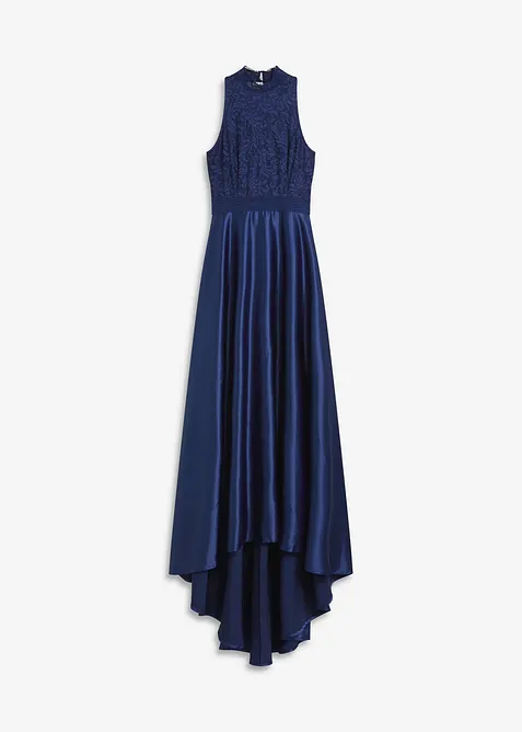 Dlouhé šaty z lesklého saténu, s krajkou, bonprix