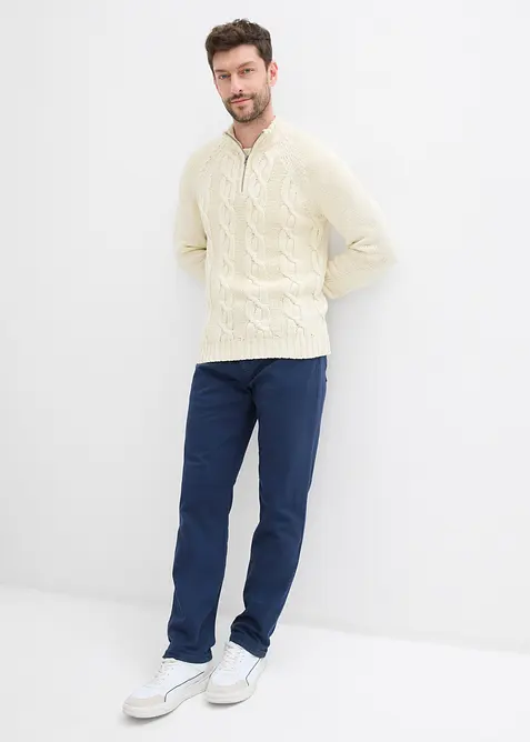 Strečov&eacute; termo kalhoty Regular Fit, Straight, hebce měkk&aacute; flanelov&aacute; pod&scaron;&iacute;vka, bonprix