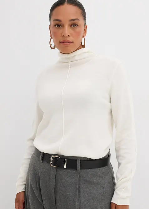 Svetr s rol&aacute;kov&yacute;m l&iacute;mcem, z měkk&eacute; směsi s ka&scaron;m&iacute;rem, bonprix