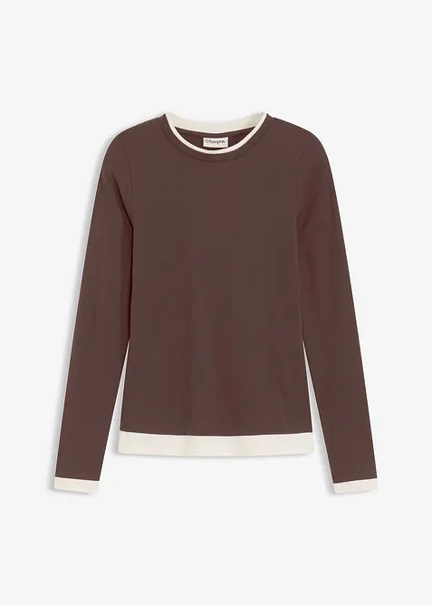 Tričko s dlouh&yacute;m ruk&aacute;vem, z bavlněn&eacute; směsi, bonprix