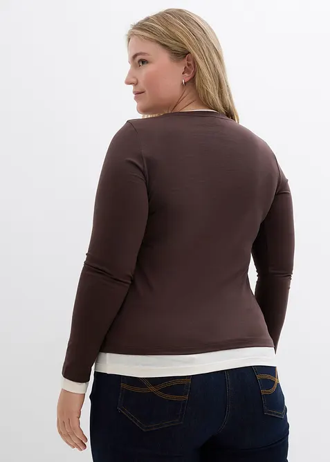 Tričko s dlouh&yacute;m ruk&aacute;vem, z bavlněn&eacute; směsi, bonprix