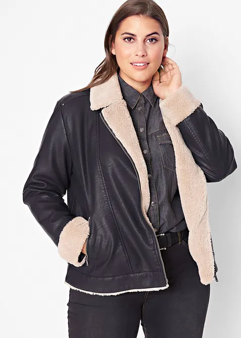 Bunda z uměl&eacute; kůže, s pod&scaron;&iacute;vkou, bonprix