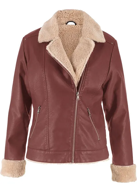 Bunda z umělé kůže, s podšívkou, bonprix