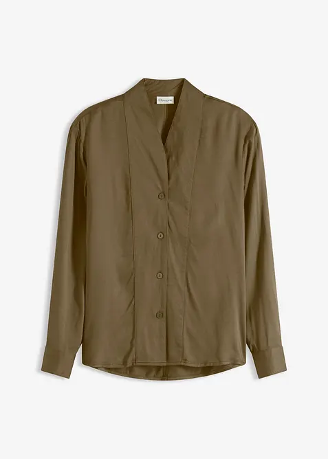 Košilová halenka ze splývavého saténu, bonprix