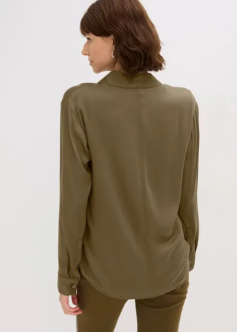 Košilová halenka ze splývavého saténu, bonprix