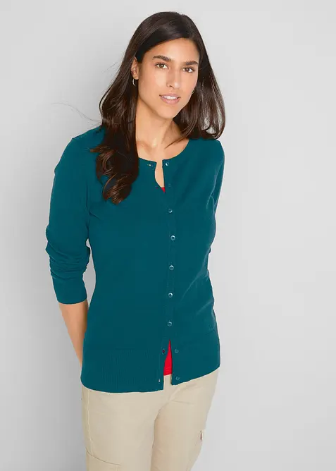 Z&aacute;kladn&iacute; jemně pleten&yacute; kab&aacute;tek s recyklovanou bavlnou, bonprix