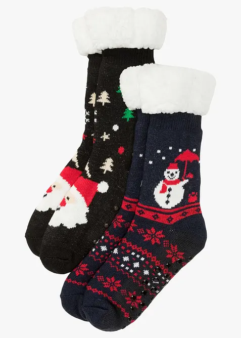 Ponožky na doma s medvídkovým flísem (2 ks v balení), bonprix