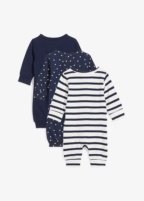 Spací overal z čisté organické bavlny (3 ks v balení), bonprix