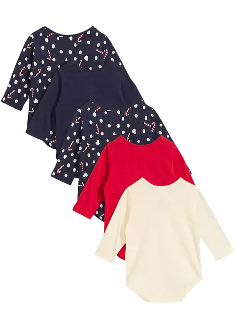 Kojenecké body s dlouhým rukávem, z organické bavlny (5 ks v balení), bonprix