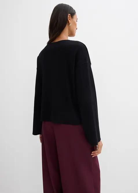 Tričko s dlouhým rukávem ze žebrovaného materiálu, bonprix