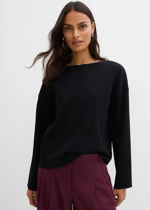 Tričko s dlouhým rukávem ze žebrovaného materiálu, bonprix