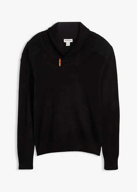 Svetr z jemn&eacute; pleteniny, se &scaron;&aacute;lov&yacute;m l&iacute;mcem, bonprix