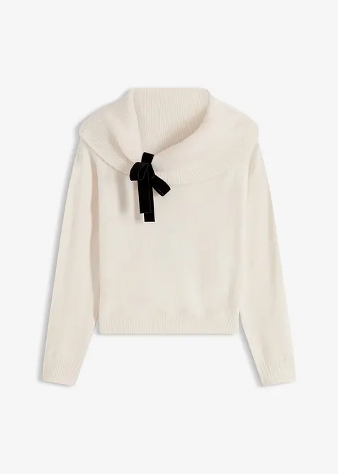 Oversize svetr s výstřihem Carmen, bonprix