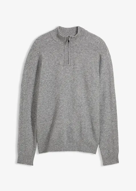 Svetr s límcem na zip a podílem vlny, bonprix