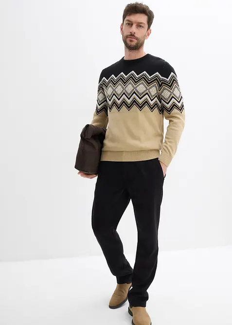 Svetr s norským vzorem, z měkké bavlněné směsi, bonprix