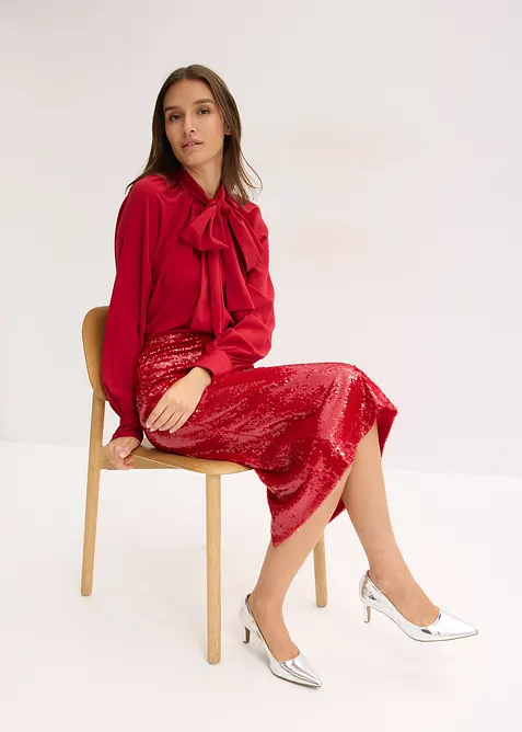 Midi sukně s pajetkami, bonprix