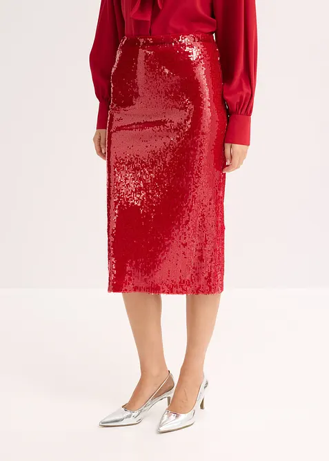 Midi sukně s pajetkami, bonprix