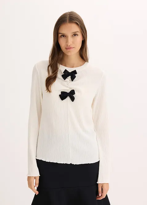 Tričko s dlouh&yacute;m ruk&aacute;vem ze strukturovan&eacute;ho krepu, bonprix