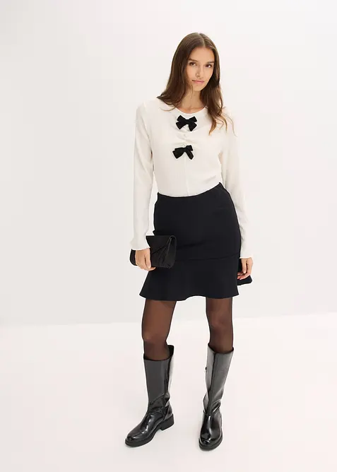 Tričko s dlouh&yacute;m ruk&aacute;vem ze strukturovan&eacute;ho krepu, bonprix