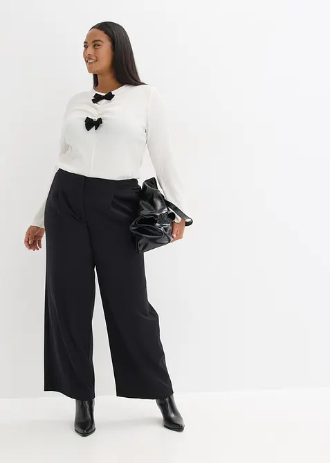 Tričko s dlouh&yacute;m ruk&aacute;vem ze strukturovan&eacute;ho krepu, bonprix