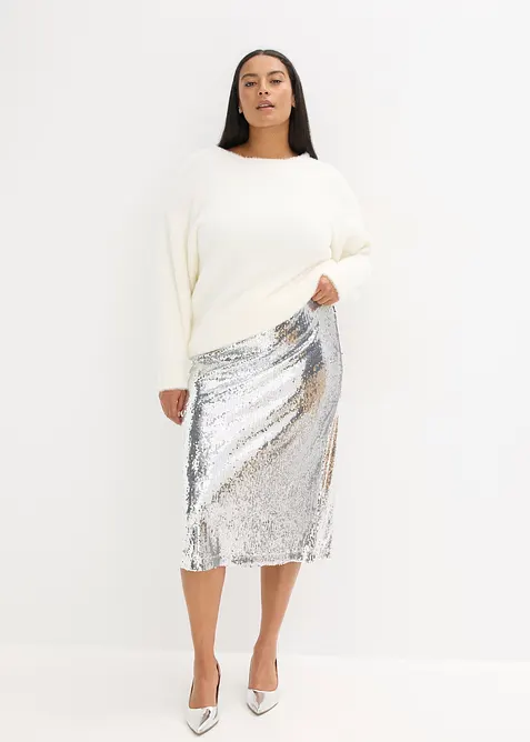 Dlouh&yacute; svetr z měkk&eacute; p&eacute;řov&eacute; př&iacute;ze, bonprix