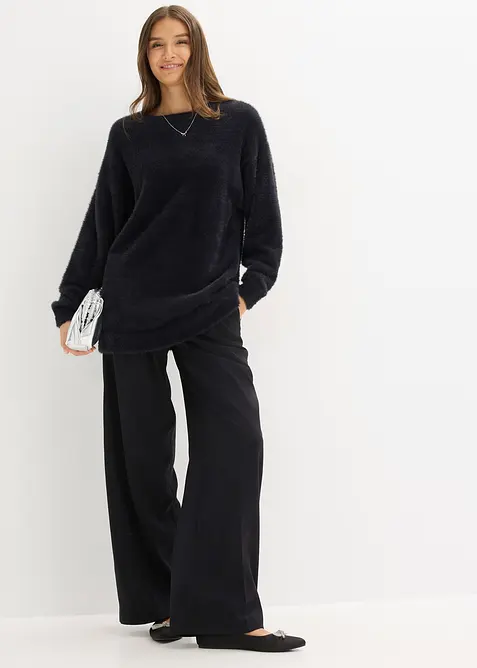 Dlouhý svetr z měkké péřové příze, bonprix