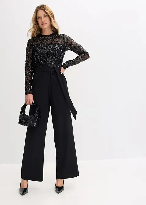 Overal s v&yacute;&scaron;ivkou s flitry, bonprix