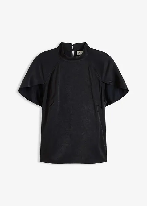 Elegantní halenka s krátkým rukávem, z lesklého saténu, bonprix