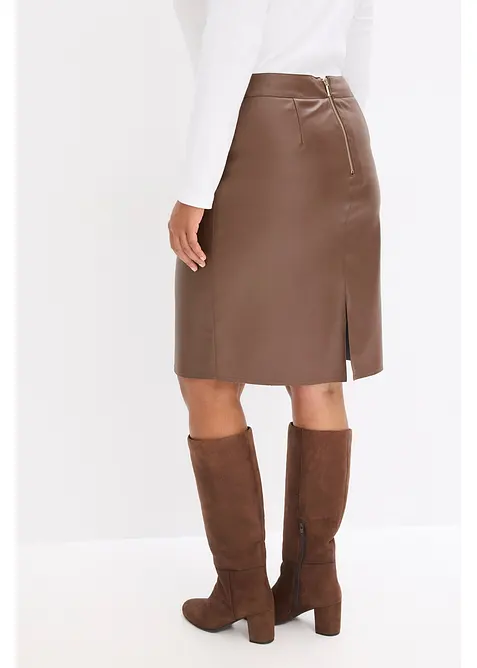 Trendová pouzdrová sukně z umělé kůže, bonprix