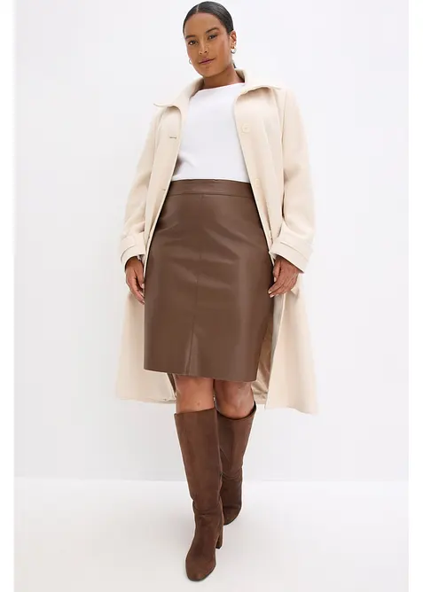 Trendová pouzdrová sukně z umělé kůže, bonprix