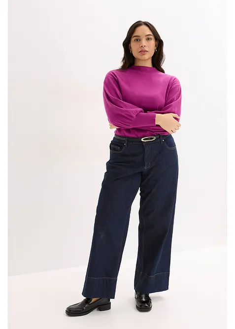 Pletený svetr s balónovými rukávy, bonprix