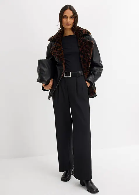 Bunda z umělé kůže s umělou kožešinou s leopardím vzorem, bonprix