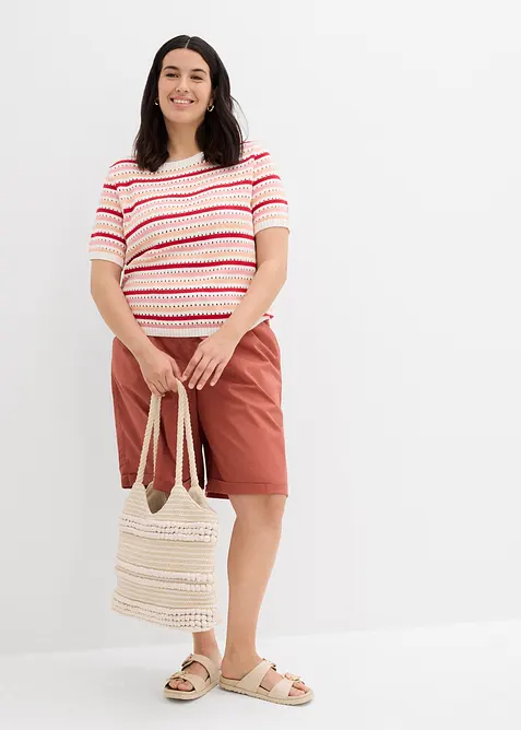 Bermudy z materiálu papertouch z bavlněné směsi, bonprix