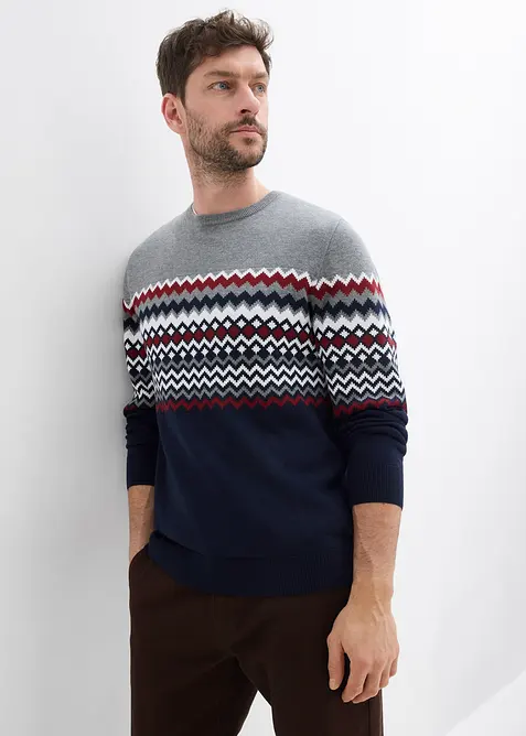 Svetr s norským vzorem a bavlnou, bonprix