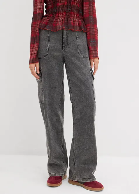 Cargo dž&iacute;ny, High Waist, bonprix