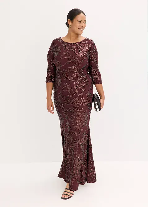 Pajetkové šaty s výstřihem na zádech, bonprix