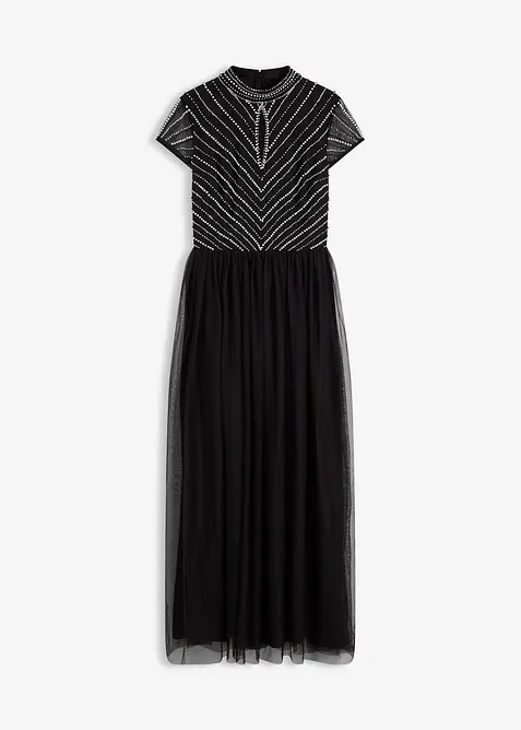 Maxi šaty s perličkovou výšivkou, bonprix