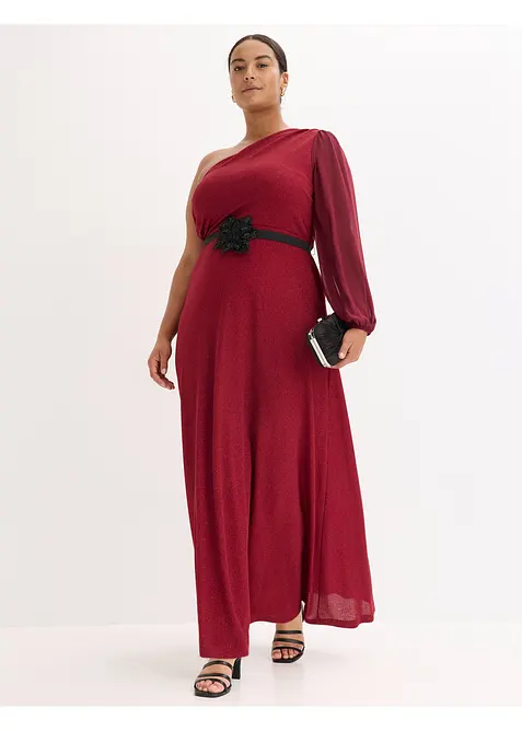 Šaty na jedno rameno, se třpytem, bonprix