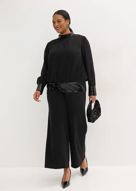 Halenkov&eacute; tričko z jemn&eacute;ho tylu, s flitry, bonprix