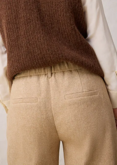 Vlněné kalhoty se vzorem rybí kosti, bonprix