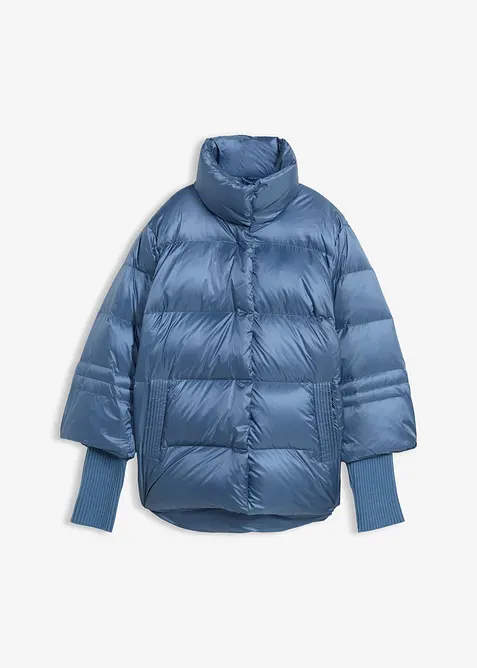 Péřová bunda s recyklovaným prachovým peřím a pletenými rukávy, bonprix