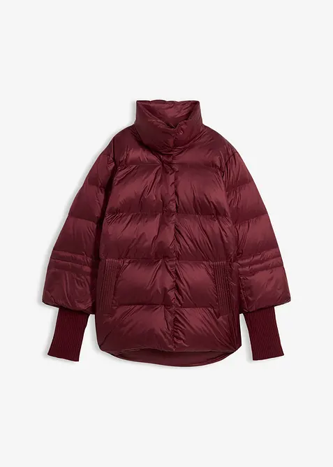 Péřová bunda s recyklovaným prachovým peřím a pletenými rukávy, bonprix